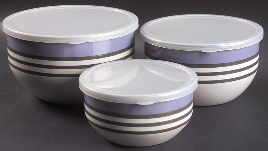 Mystic 3 Pc Metal Bowl W/Plastic Lids(5 3/4",6 7/8"&7 3/4 by Pfaltzgraff-1