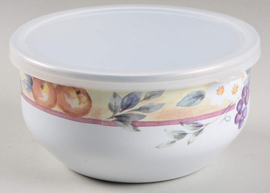Orchard Bowl-Metal 5 3/4" with Plastic Lid by Pfaltzgraff-1