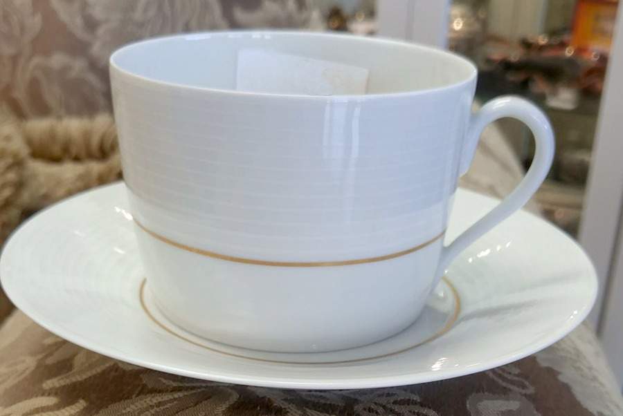 Melodie Flat Cup & Saucer Set by Porcelaine Lafarge-1