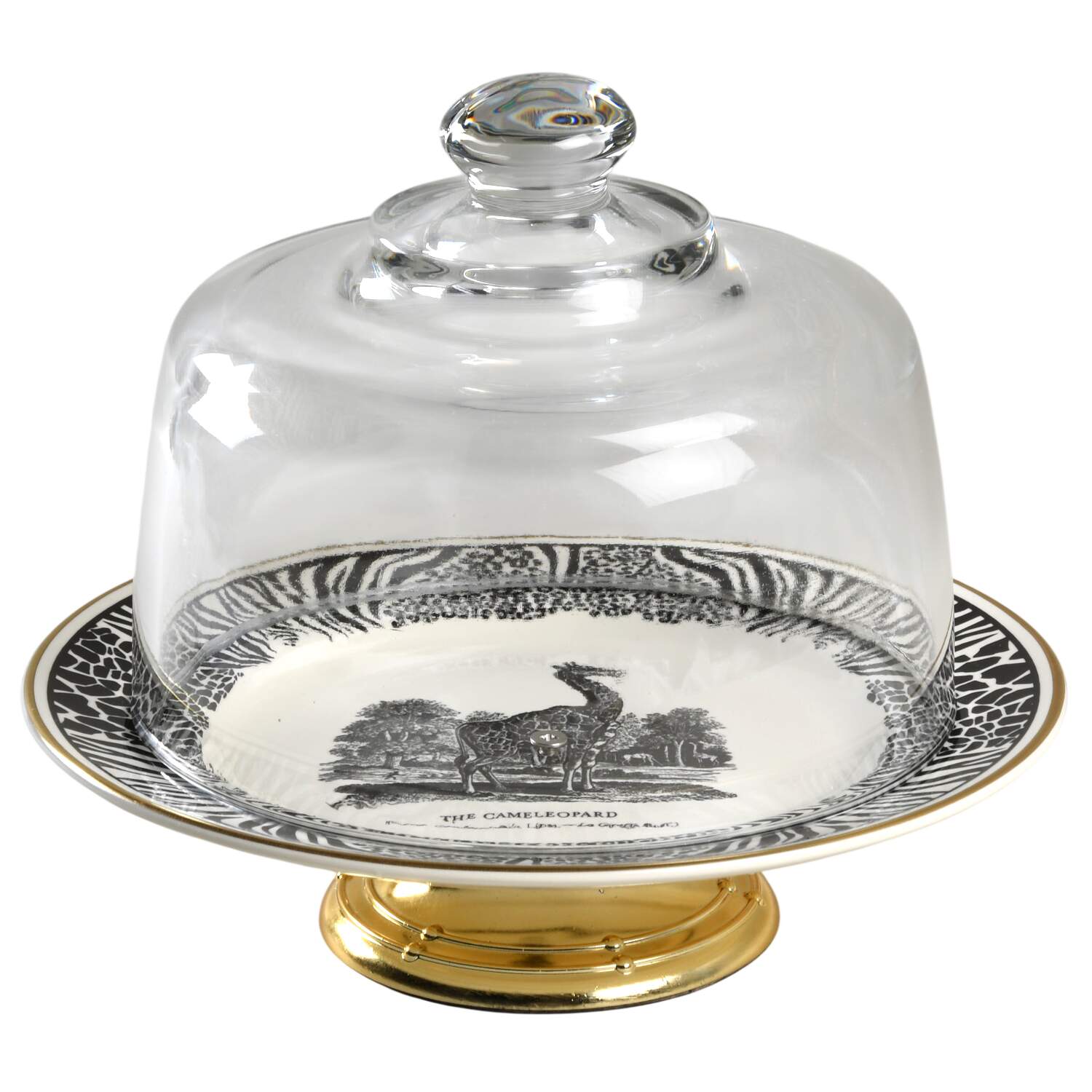 Bewick's Beastes 6 1/2"-7 1/2" Footed Cheese Plate w/ Glass Dome HC by Prinknash-1