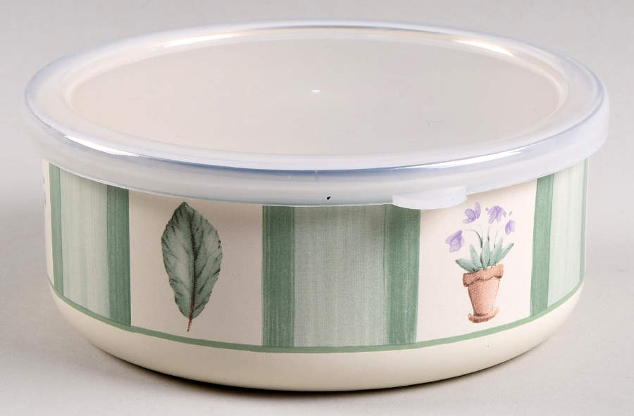 Flower Garden Bowl-Metal 5 3/4 W/Plastic Lid by Pfaltzgraff-1