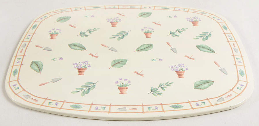 Flower Garden 10" Rectangular Hot Mat,Cardboard Back by Pfaltzgraff-1