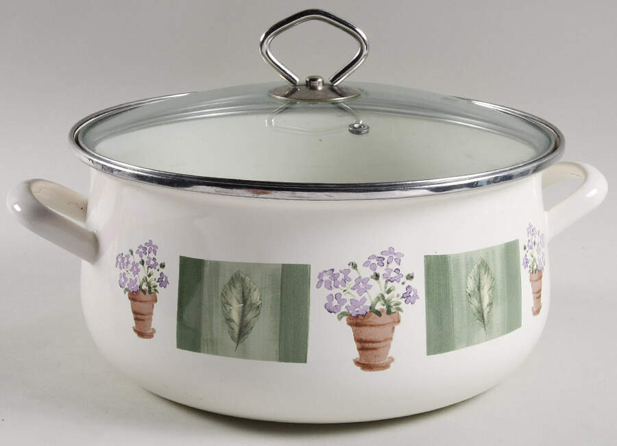 Flower Garden 6 Quart Metal Covered Casserole by Pfaltzgraff-1