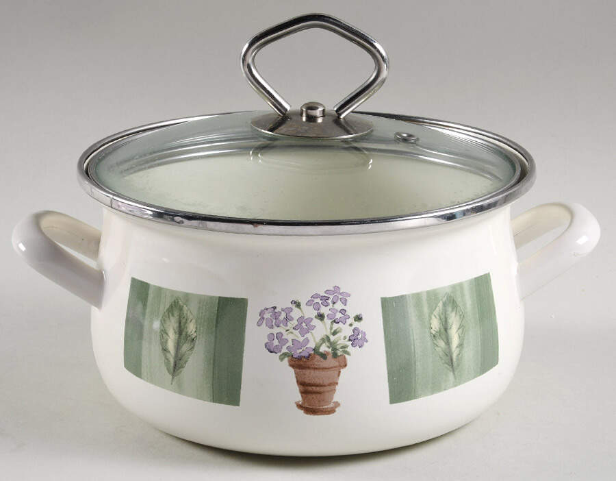 Flower Garden 2 Quart Metal Covered Casserole by Pfaltzgraff-1