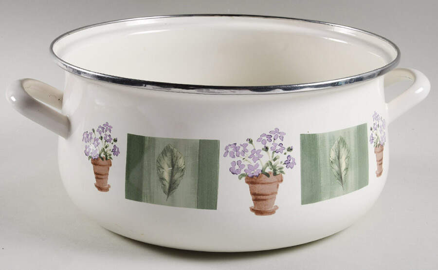 Flower Garden 6 Quart Metal Covered Casserole No Lid by Pfaltzgraff-1