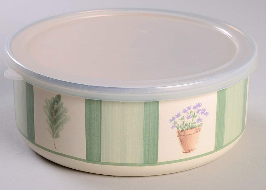 Flower Garden 6 5/8" Metal Bowl W/Plastic Lid by Pfaltzgraff-1