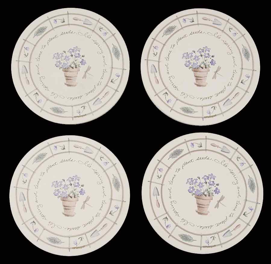 Flower Garden Round (Thirsty) Stone Coaster - Set of 4 by Pfaltzgraff-1