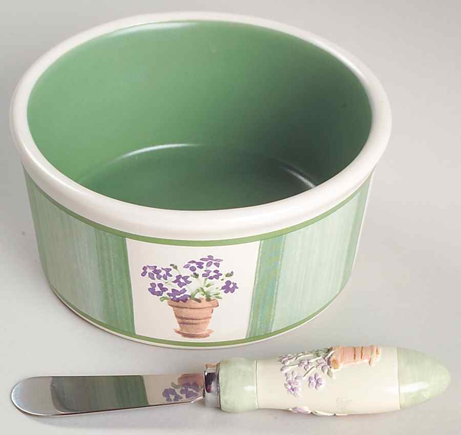 Flower Garden Dip Bowl & Spreader Set by Pfaltzgraff-1