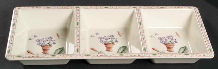 Flower Garden Melamine 3 Section Rectangular Tray by Pfaltzgraff-1