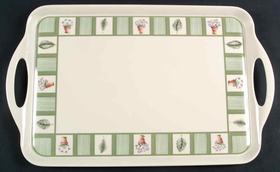 Flower Garden 19" Rectangular Handled Serving Melamine Tray by Pfaltzgraff-1