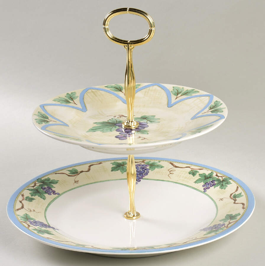 Merlot 6 5/8"-10"  2 Tiered Serving Tray (Dp, Sp) HC by Pfaltzgraff-1