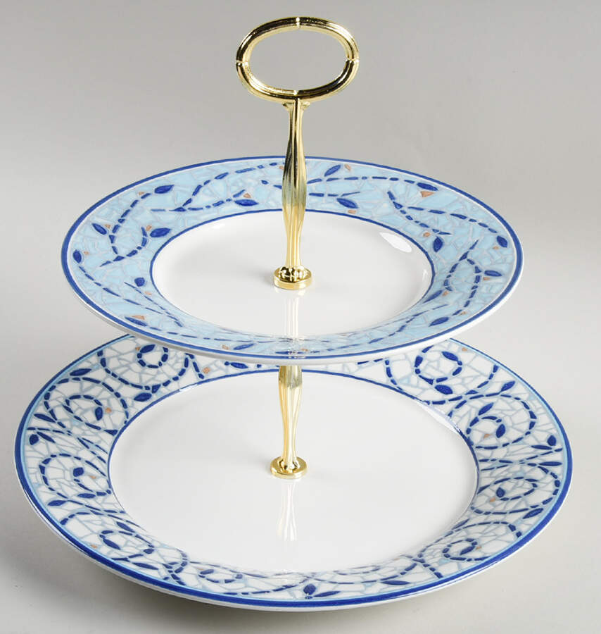 Monaco 6 5/8"-10"  2 Tiered Serving Tray (Dp, Sp) HC by Pfaltzgraff-1