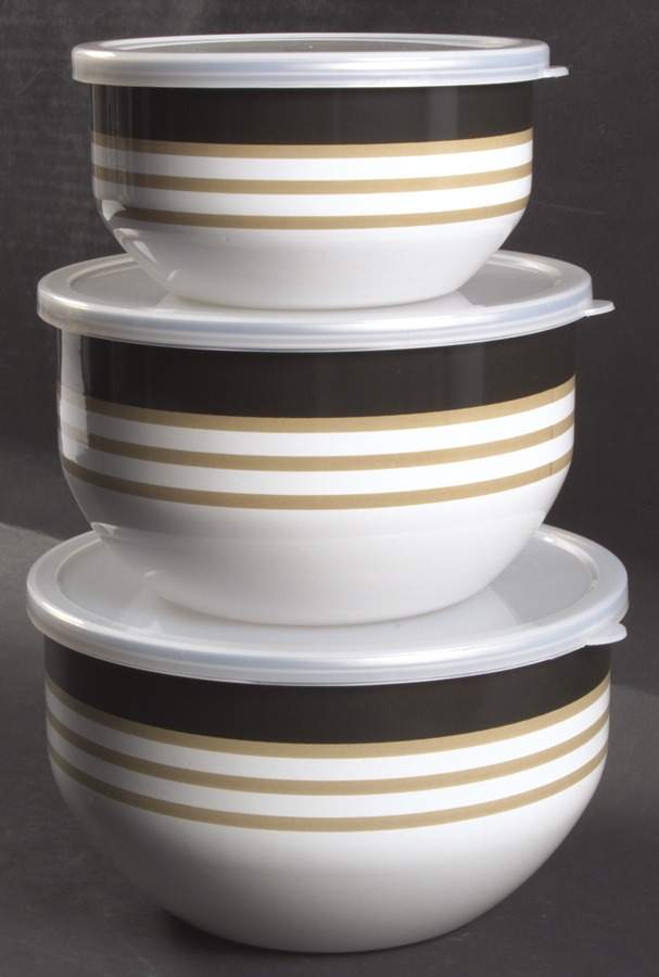 Radius 3 Pc Metal Bowl & Plastic Lid (5 3/4", 7", 7 3/4") by Pfaltzgraff-1