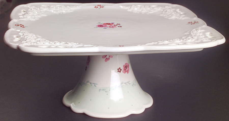 Rose Garden 11" Diameter Pedestal Cake Stand by Pfaltzgraff-1