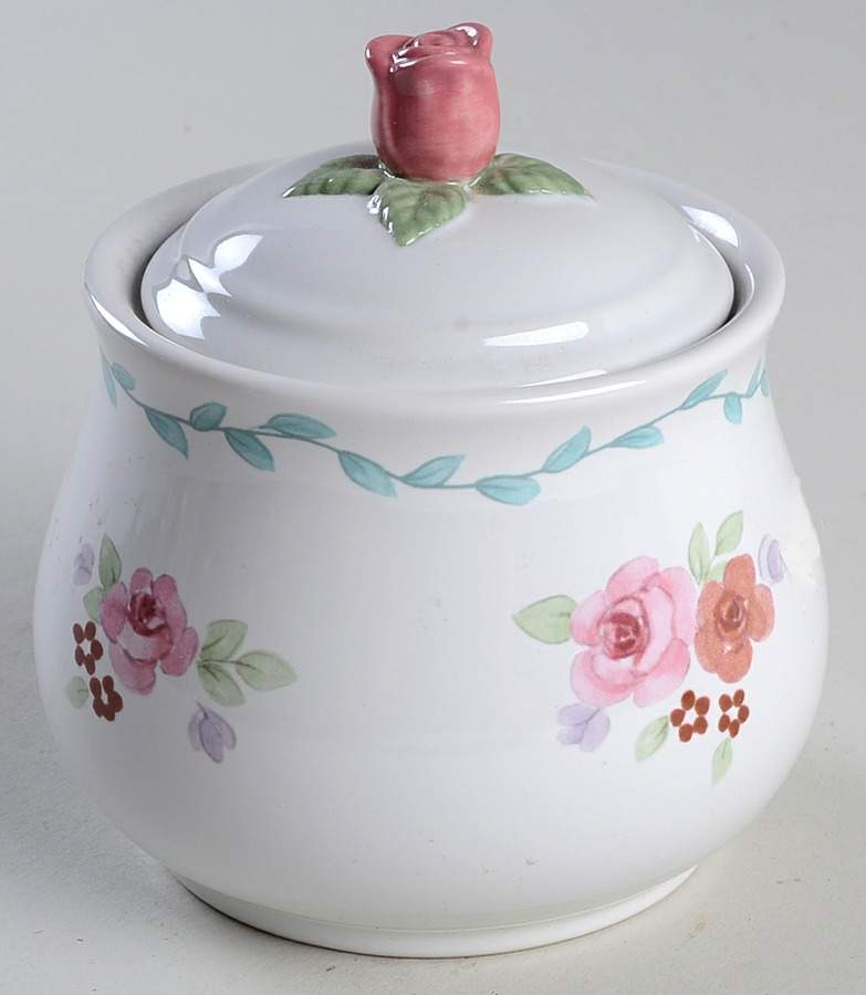 Rose Garden Sugar Bowl & Lid by Pfaltzgraff-1