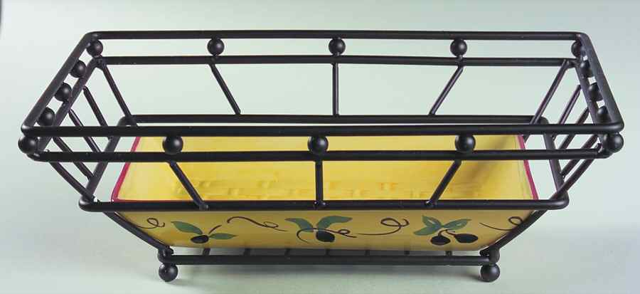 Pistoulet Metal Bread/Basket w/Ceramic Tray by Pfaltzgraff-1