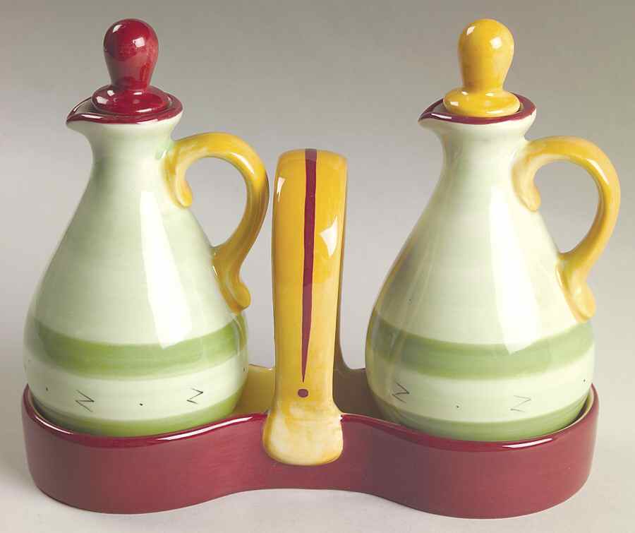 Pistoulet Cruet Set with Stopper - Set of 2 Motifs and Tray by Pfaltzgraff-1