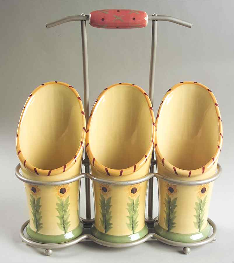 Pistoulet Flatware Caddy-3 Holders & Metal Caddy by Pfaltzgraff-1