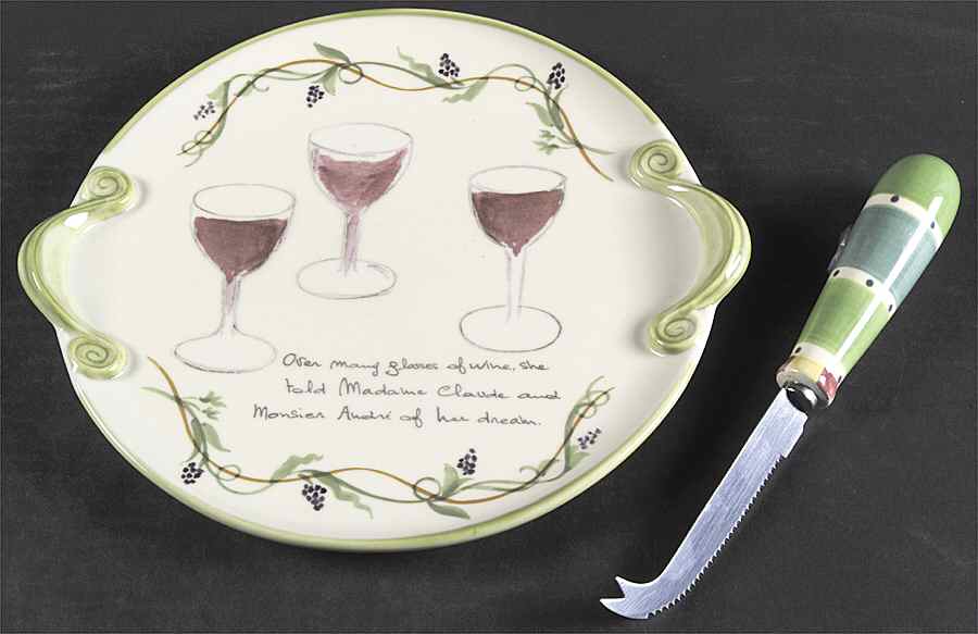 Pistoulet 2 Piece Cheese Dish and Knife Set by Pfaltzgraff-1