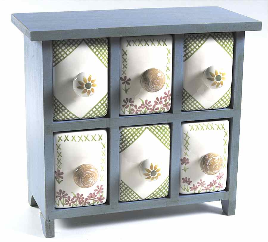 Pistoulet Spice Cabinet with 6 Ceramic Drawers by Pfaltzgraff-1