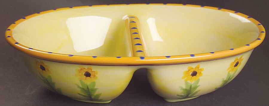 Pistoulet 10" Oval Divided Vegetable Bowl by Pfaltzgraff-1