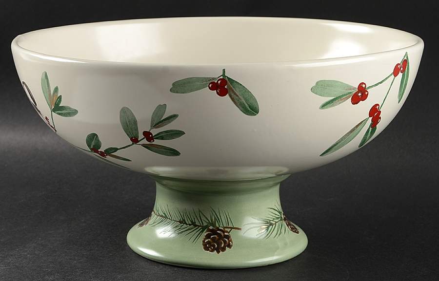 Winterwood (Canvas Tan) Pedestal Bowl by Pfaltzgraff-1