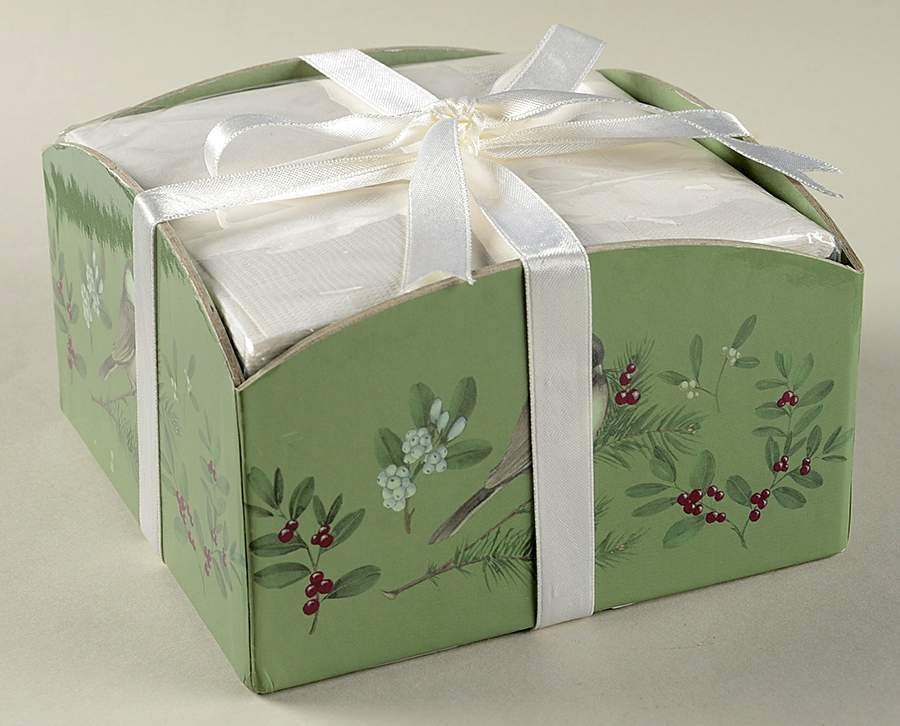 Winterwood (Canvas Tan) Pack of Paper Beverage Napkins in Cardboard Holder by Pfaltzgraff-1