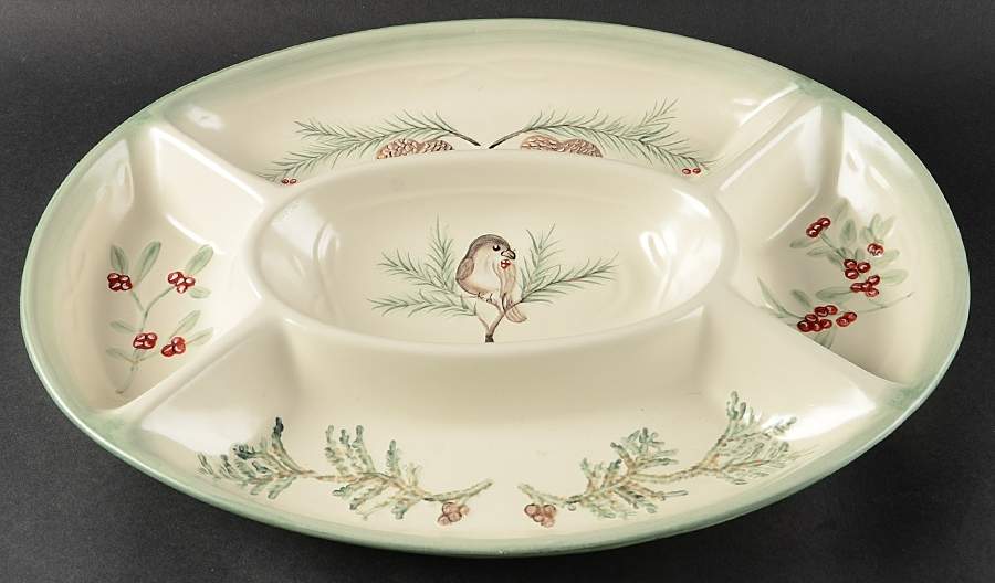 Winterwood (Canvas Tan) 5 Part Oval Divided Server by Pfaltzgraff-1