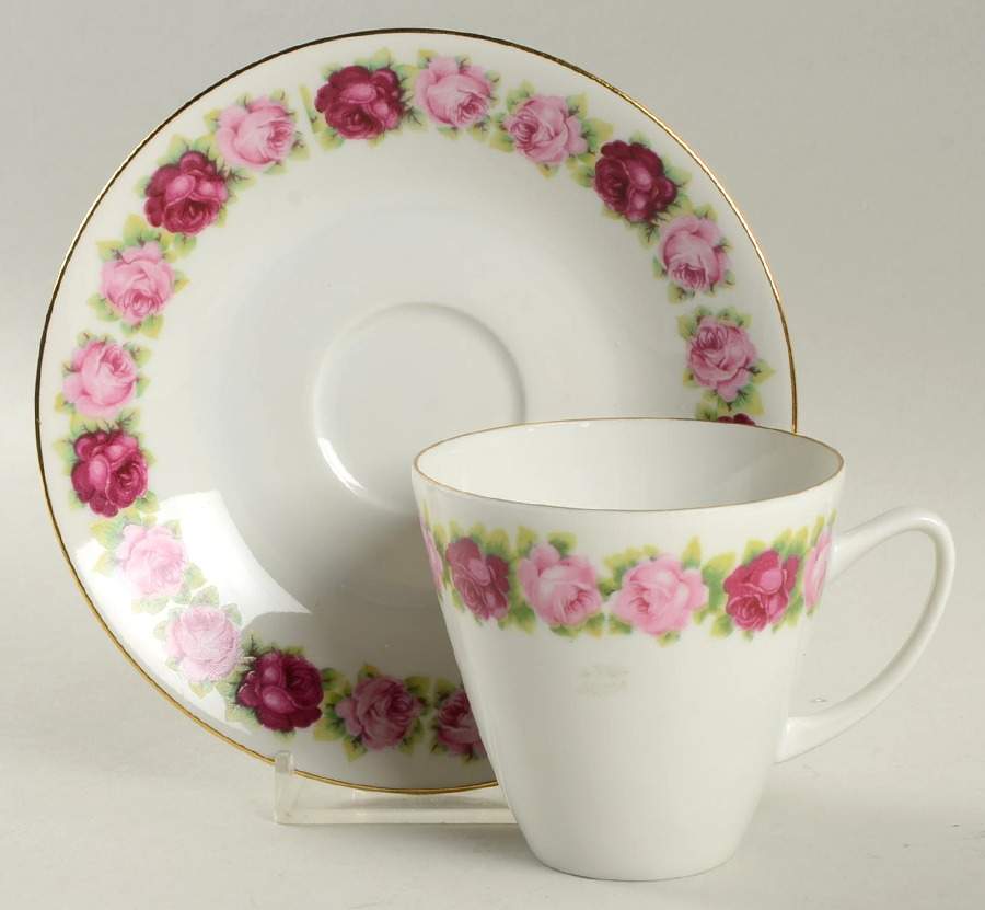 Scarlet Rose Flat Cup & Saucer Set by Porsgrund-1
