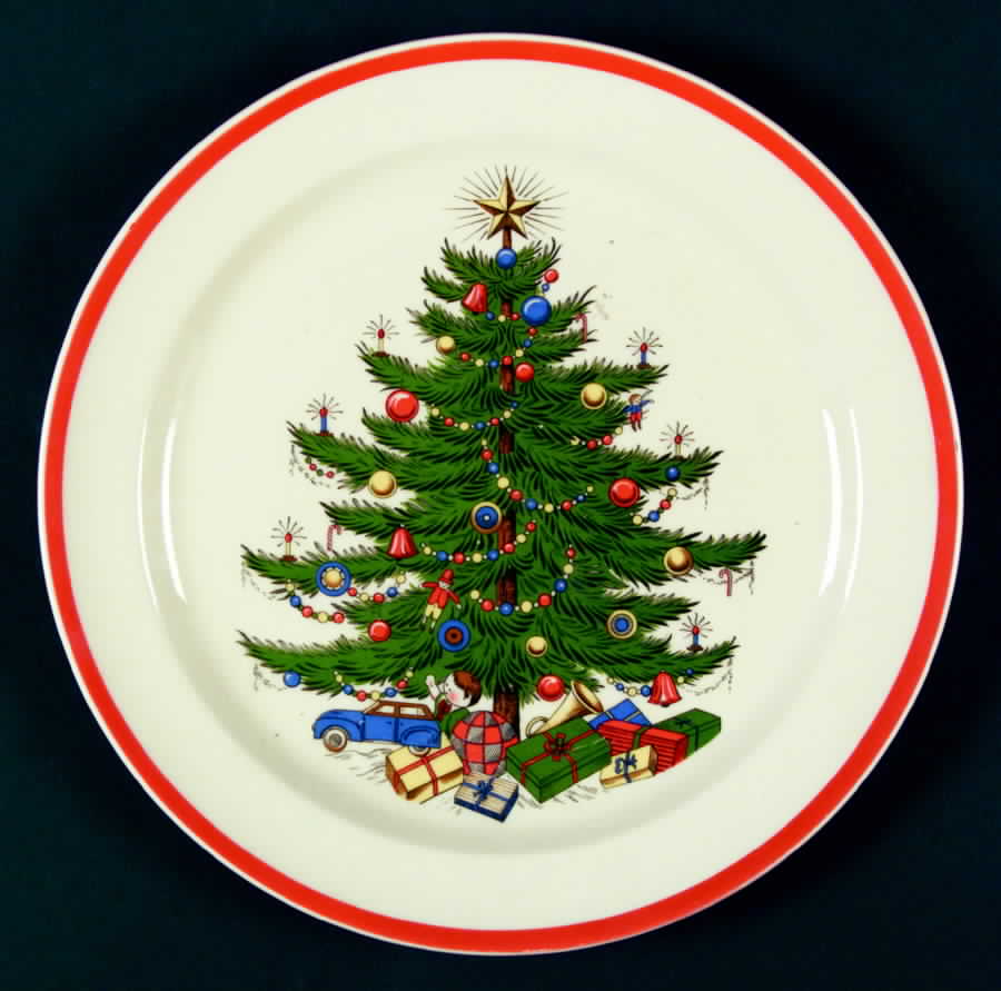 Christmas Tree Cream Luncheon Plate by Plummer (NY)-1