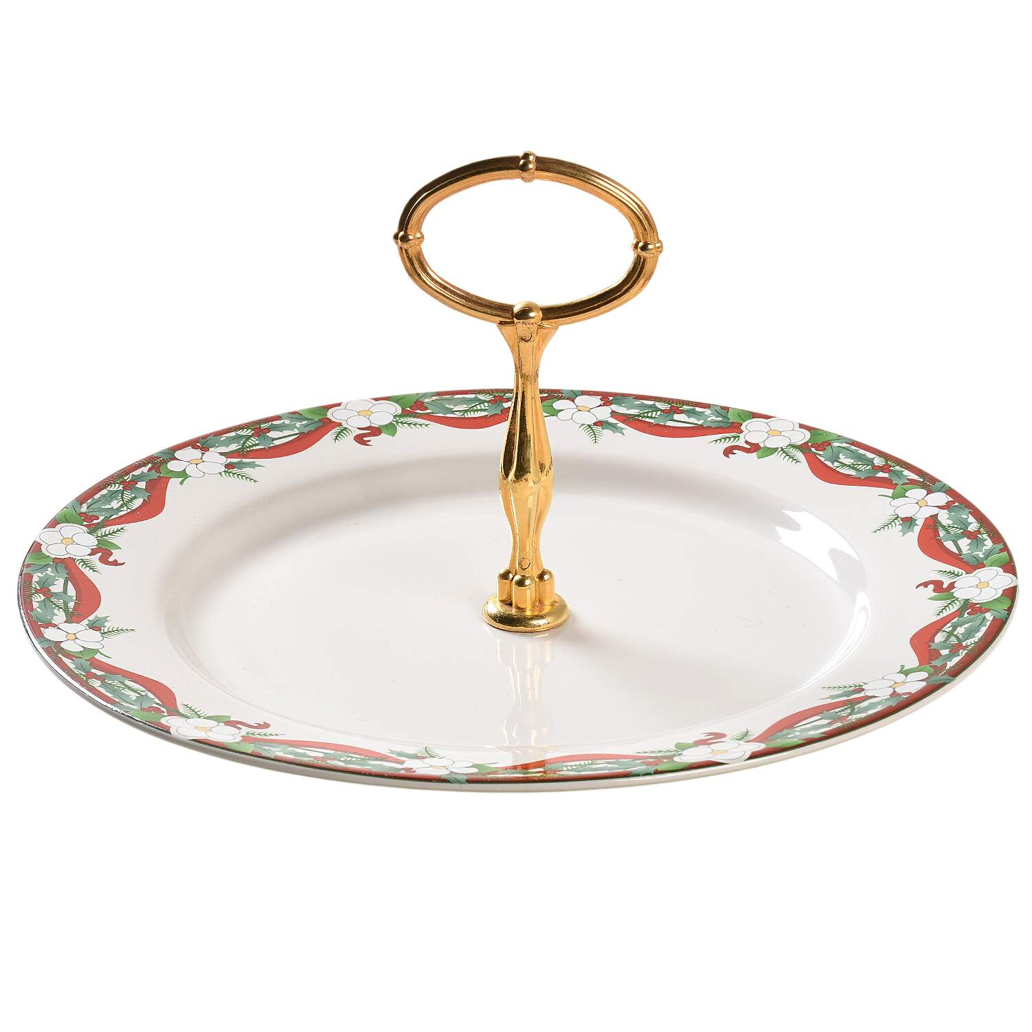 Yuletide (Stoneware) Round Serving Plate with Center Handle (Dp) Hc by Pfaltzgraff-1