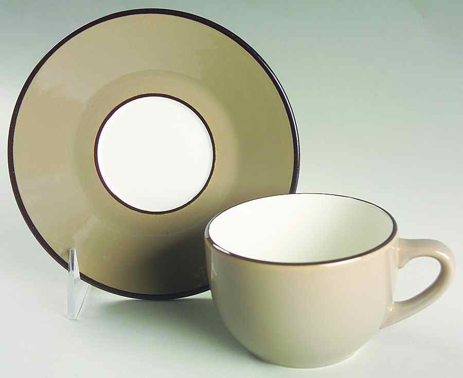 Spa Taupe (Coupe) Flat Cup & Saucer Set by Pagnossin-1