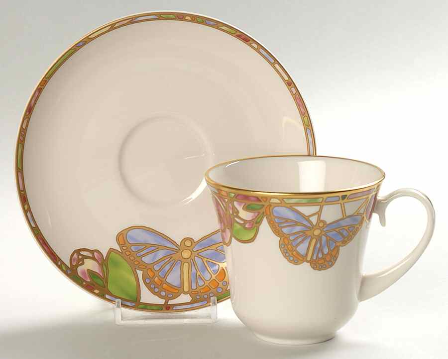 Seasons of A Rose Flat Cup & Saucer Set by Pickard-1