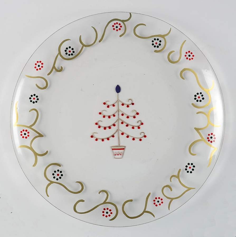 Holiday Spice 11" Round Glass Plate by Pfaltzgraff-1