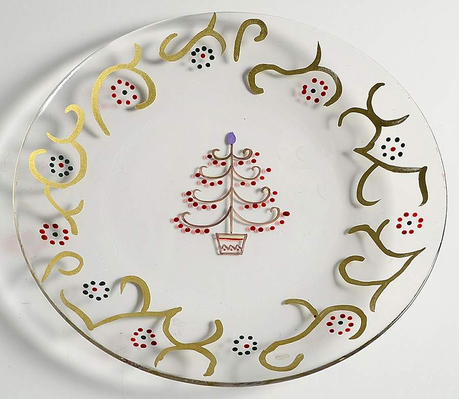 Holiday Spice Hand Painted Glass Dessert Plate by Pfaltzgraff-1