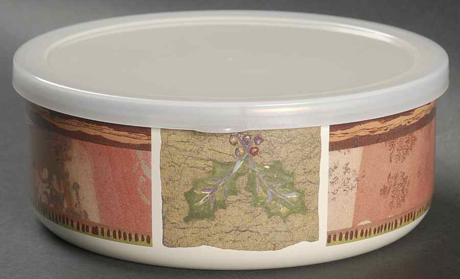 Holiday Spice 6" Metal Bowl W/Plastic Lid by Pfaltzgraff-1