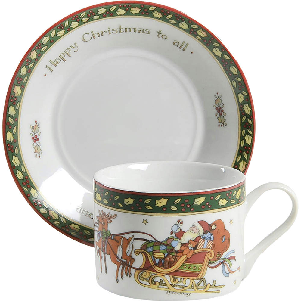 Christmas Story Flat Cup & Saucer Set by Portmeirion-1