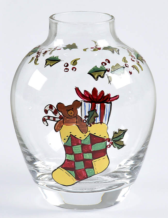 Christmas Story 3" Glass Handpainted Mini Vase by Portmeirion-1
