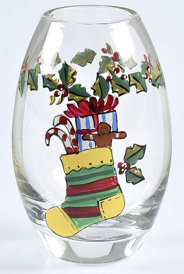 Christmas Story 3" Glass Handpainted Mini Vase by Portmeirion-1