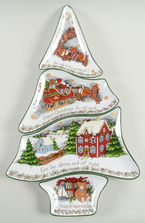 Christmas Story 4 Section Tree Shaped Server by Portmeirion-1