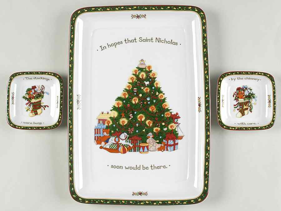 Christmas Story Rectangular Platter & 2 Motif Dip Bowls by Portmeirion-1