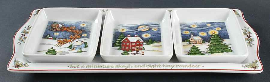 Christmas Story 3 Part Rectangular Server with Tray Set by Portmeirion-1
