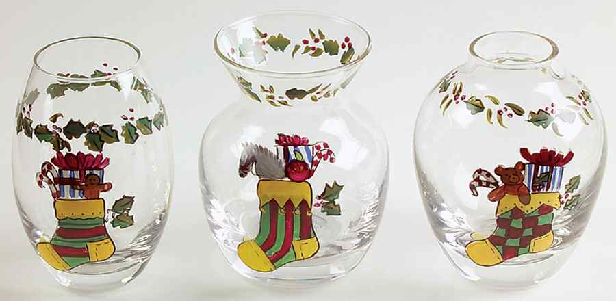 Christmas Story Hand Painted Glass Mini Vases (Set of 3) by Portmeirion-1