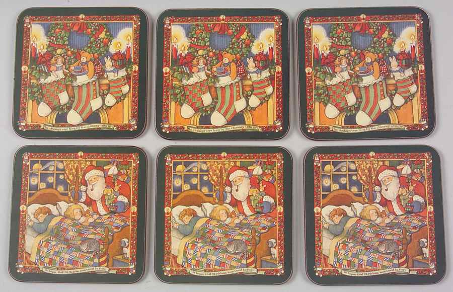 Christmas Story Square Corkback Coaster - Set of 6 by Portmeirion-1