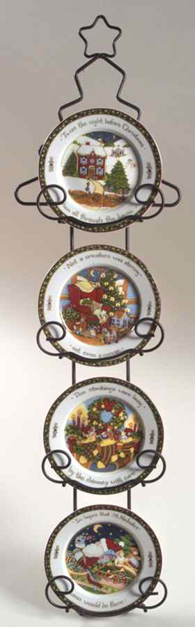 Christmas Story Mini Plate Set of 4 with Metal Rack by Portmeirion-1