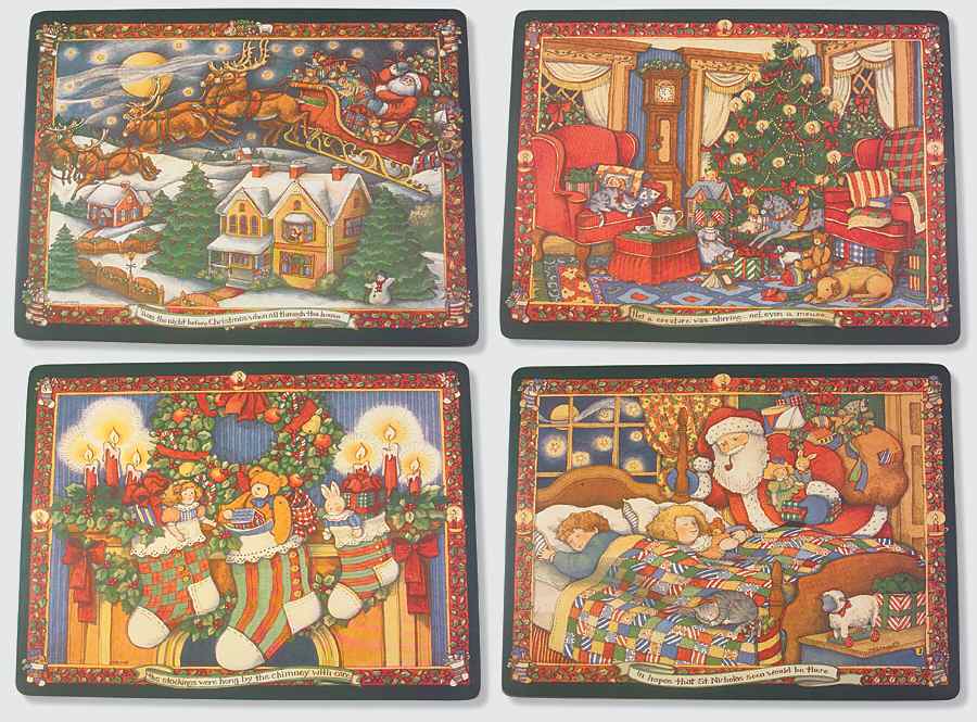 Christmas Story Corkboard Placemat - Set of 4 Motifs by Portmeirion-1