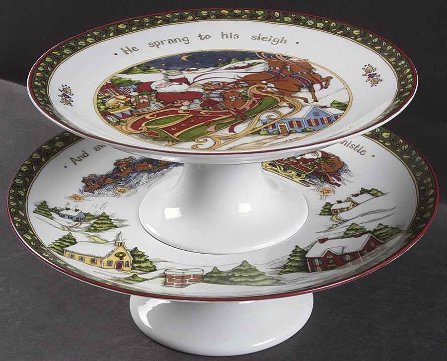 Christmas Story 2 Tier Pedestal Stacking Cake Stand by Portmeirion-1