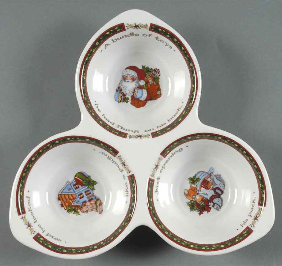 Christmas Story Dip Server Bowl/3 Section by Portmeirion-1