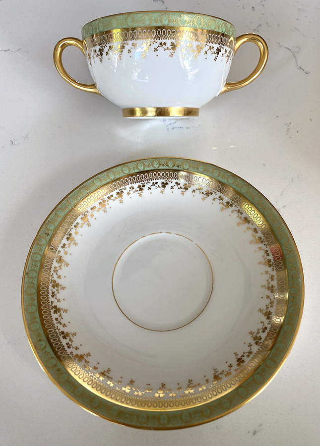 POY374 Footed Bouillon Cup & Saucer by Jean Pouyat-1