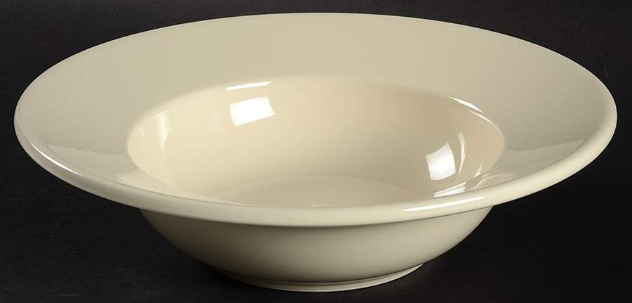 Dana Cream (Smooth) Large Rim Soup Bowl by Pottery Barn China-1